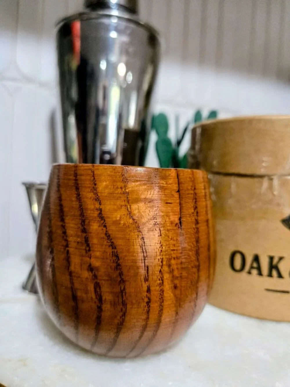 NWT Oak & Smoke Co Handcrafted Wood Whiskey Cup 250ml